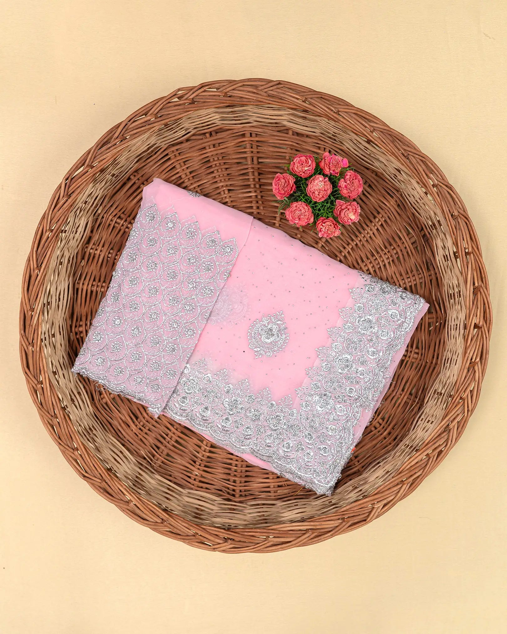 SC3997 - Georgette With Silver Embroidery And Sparkling Stone