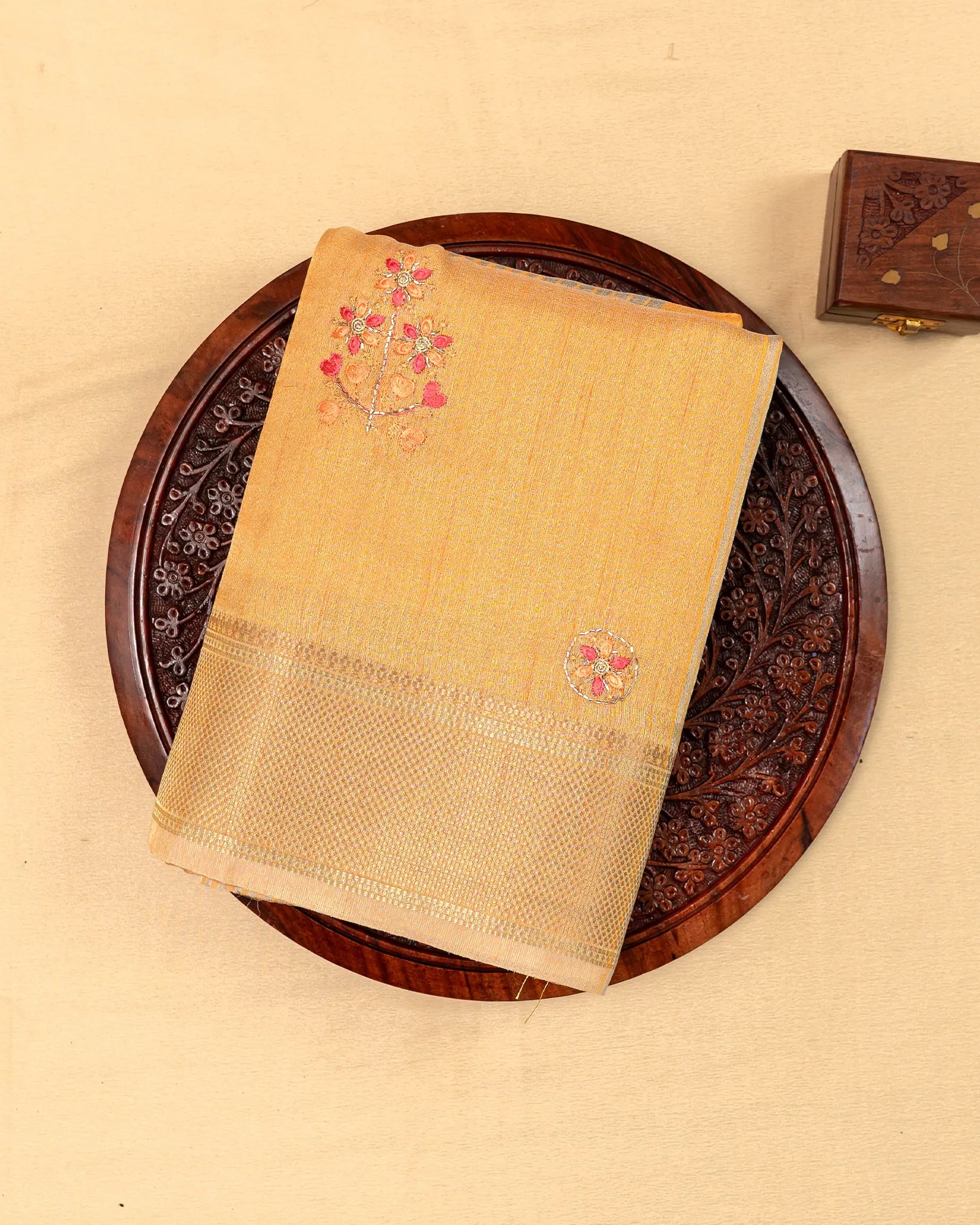 SC3121 - Tissue Embroidery Saree With Jarjoshi Work