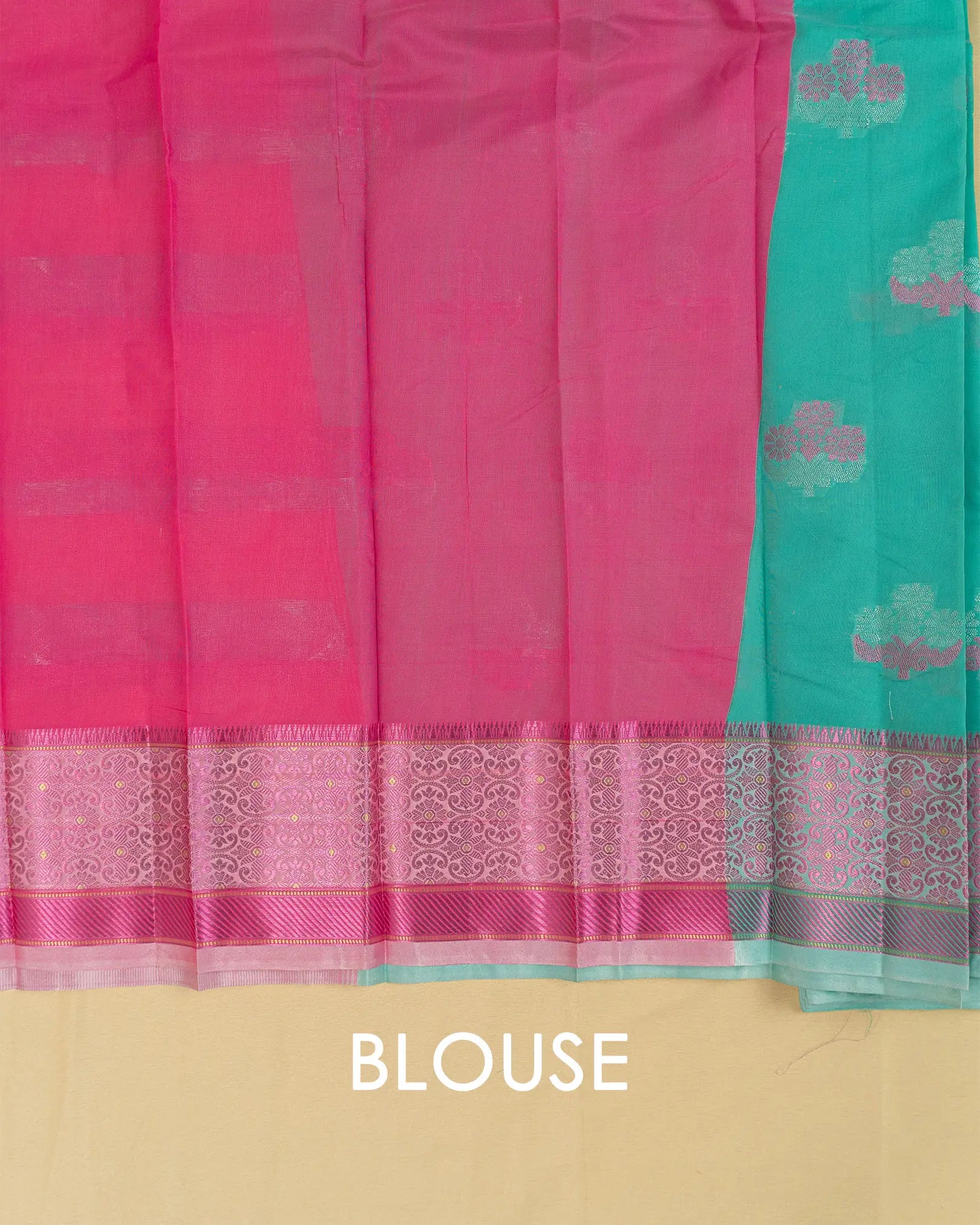 SC2980 - Silk Cotton With Pink And Self Zari