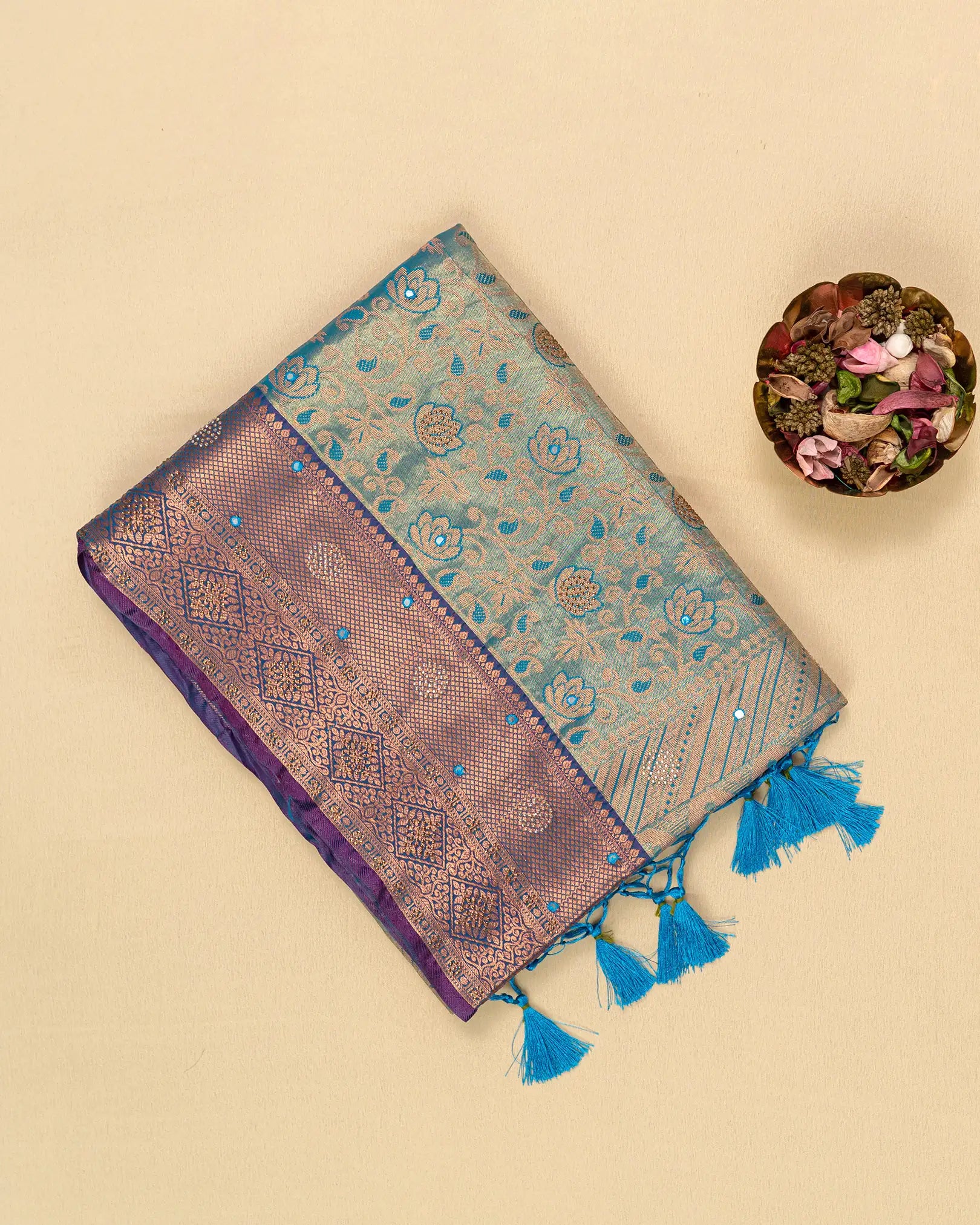 SC4361 - Tissue Saree Mirror With Stone