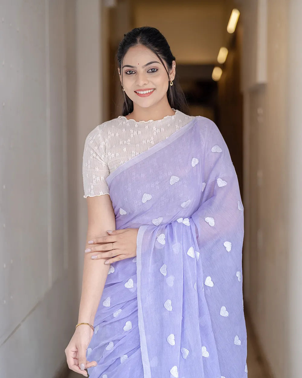 SC8982 - MUL MUL LOVE EMBROIDERY COTTON SAREE