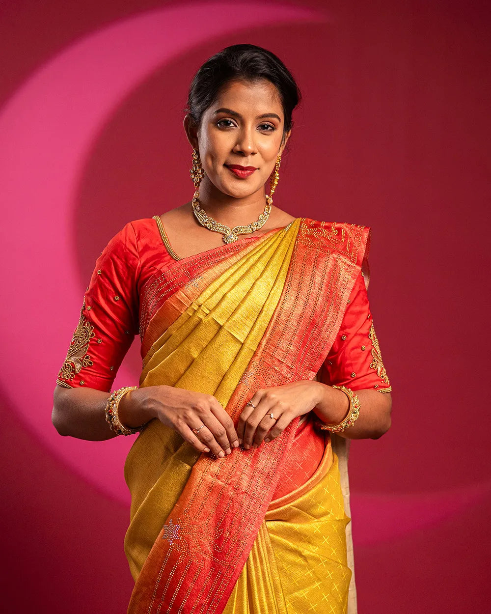 SC6623 - SATIN MULTI STONE SAREE