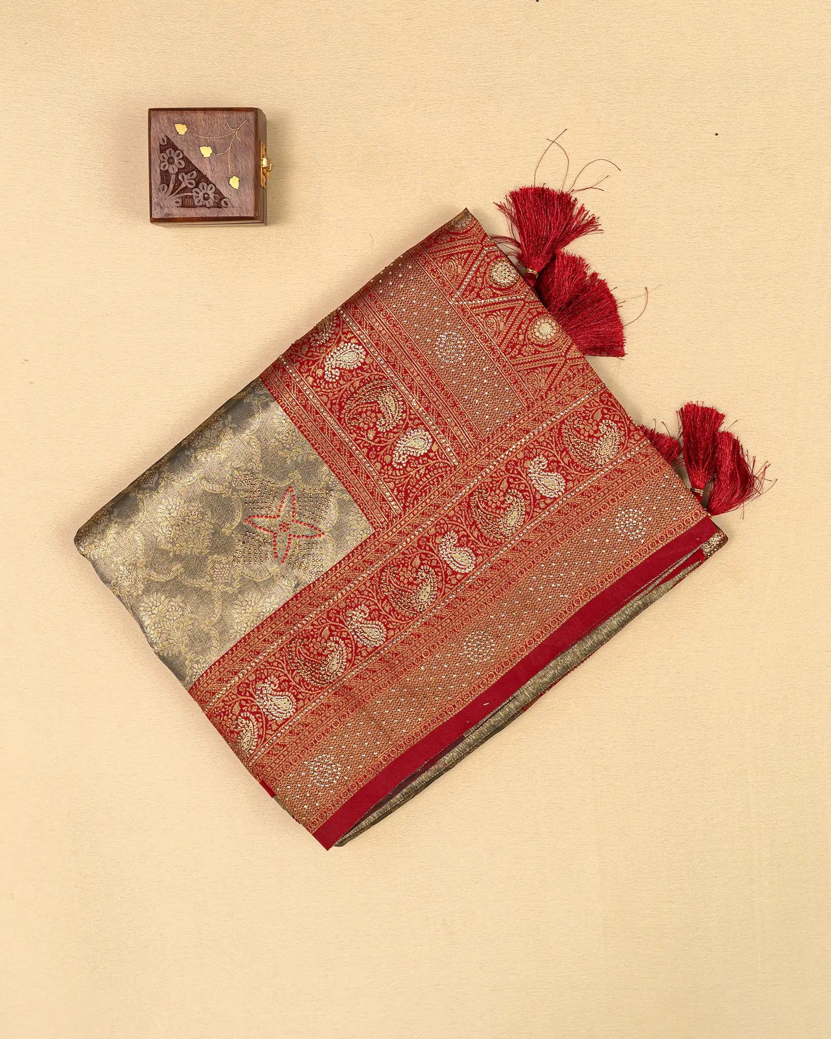 SC3582 - Tissue Saree With Premium Multi Colour Stone