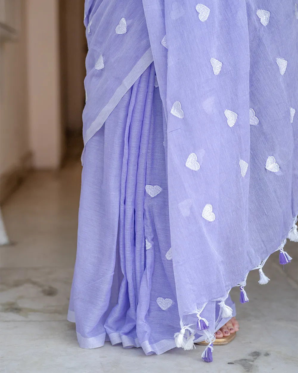 SC8982 - MUL MUL LOVE EMBROIDERY COTTON SAREE
