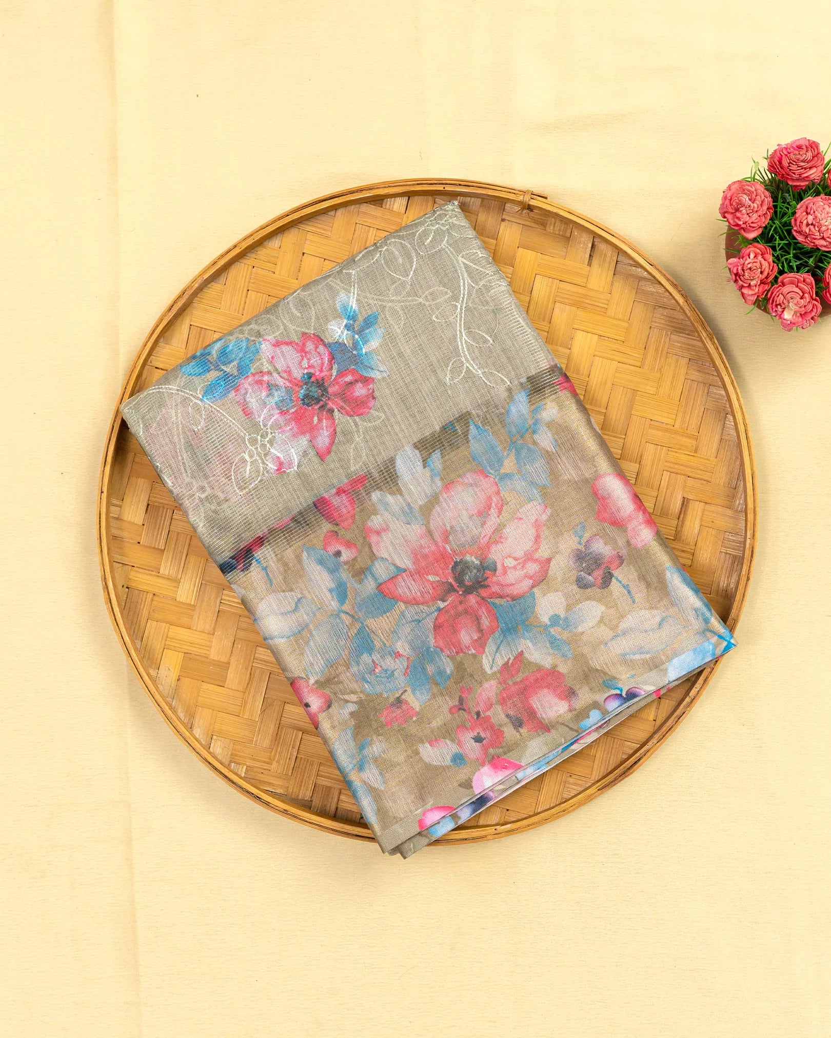 SC3415 - Tissue Saree With Embroidery All Over