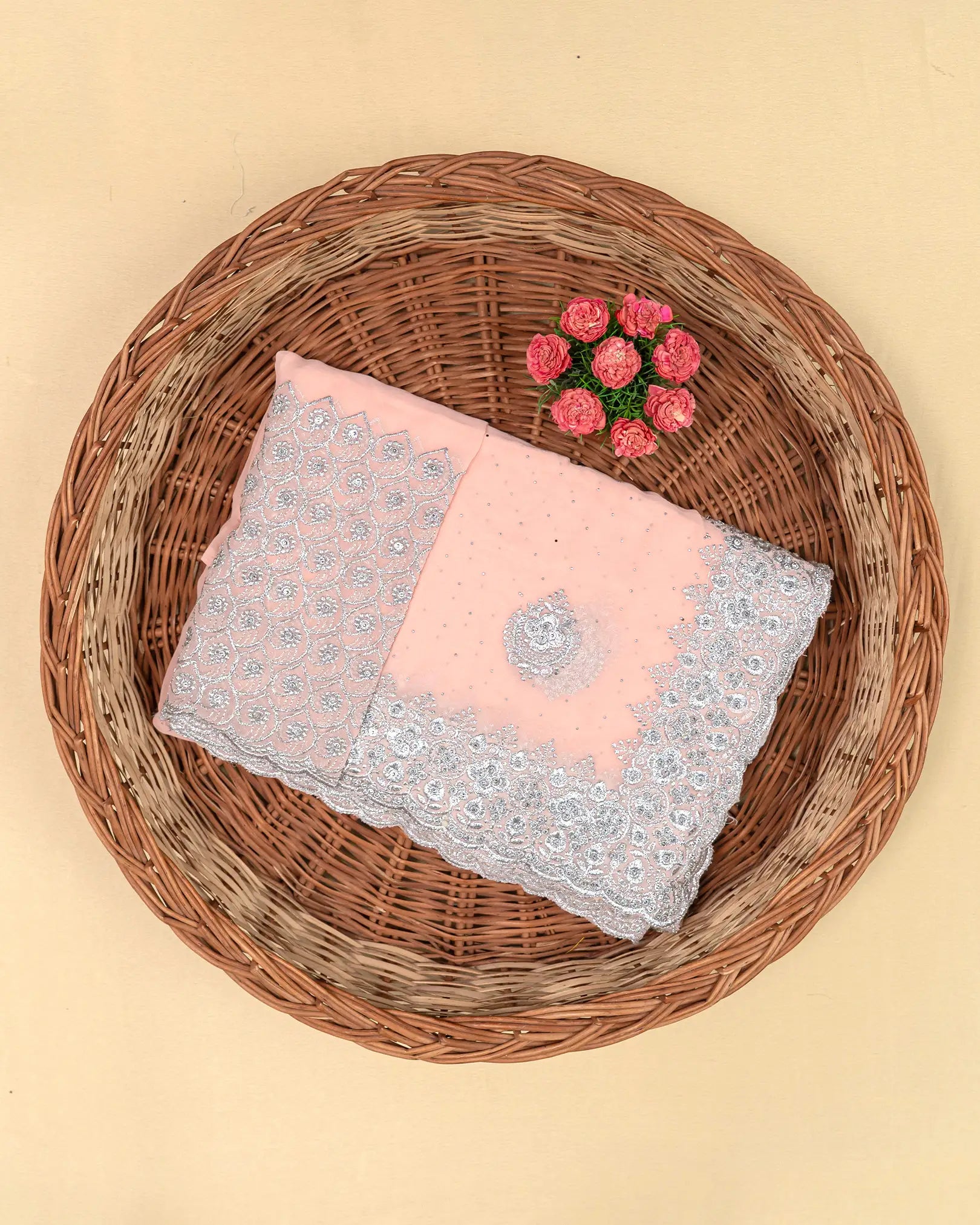 SC3997 - Georgette With Silver Embroidery And Sparkling Stone