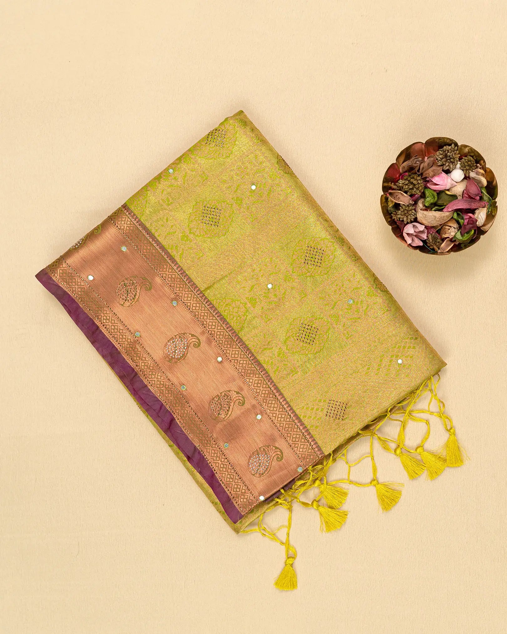 SC4361 - Tissue Saree Mirror With Stone