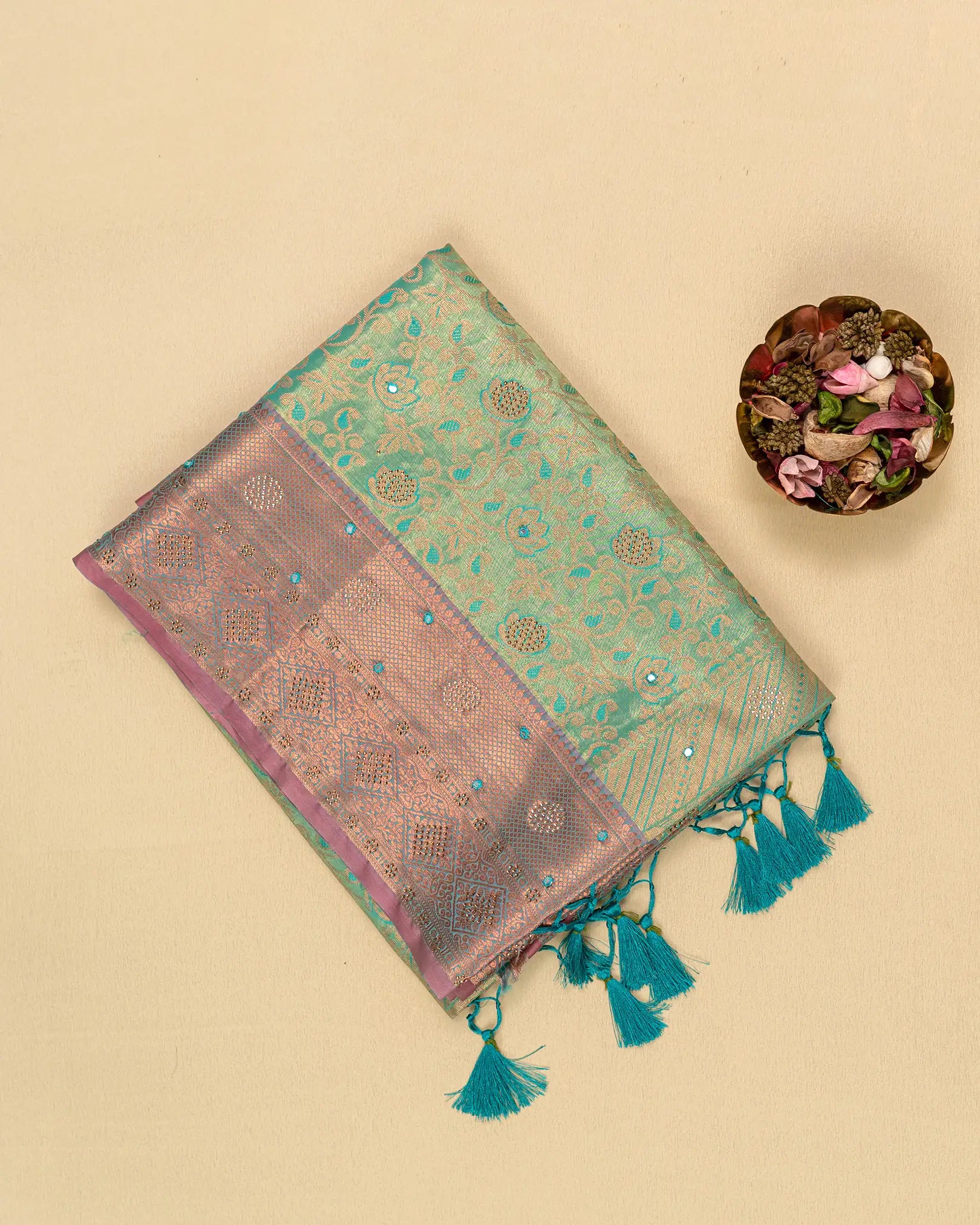 SC4361 - Tissue Saree Mirror With Stone