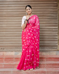 SC8982 - MUL MUL LOVE EMBROIDERY COTTON SAREE