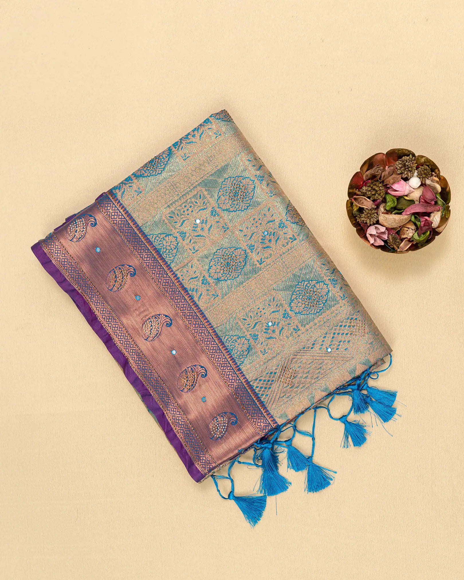 SC4361 - Tissue Saree Mirror With Stone