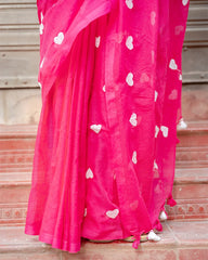 SC8982 - MUL MUL LOVE EMBROIDERY COTTON SAREE