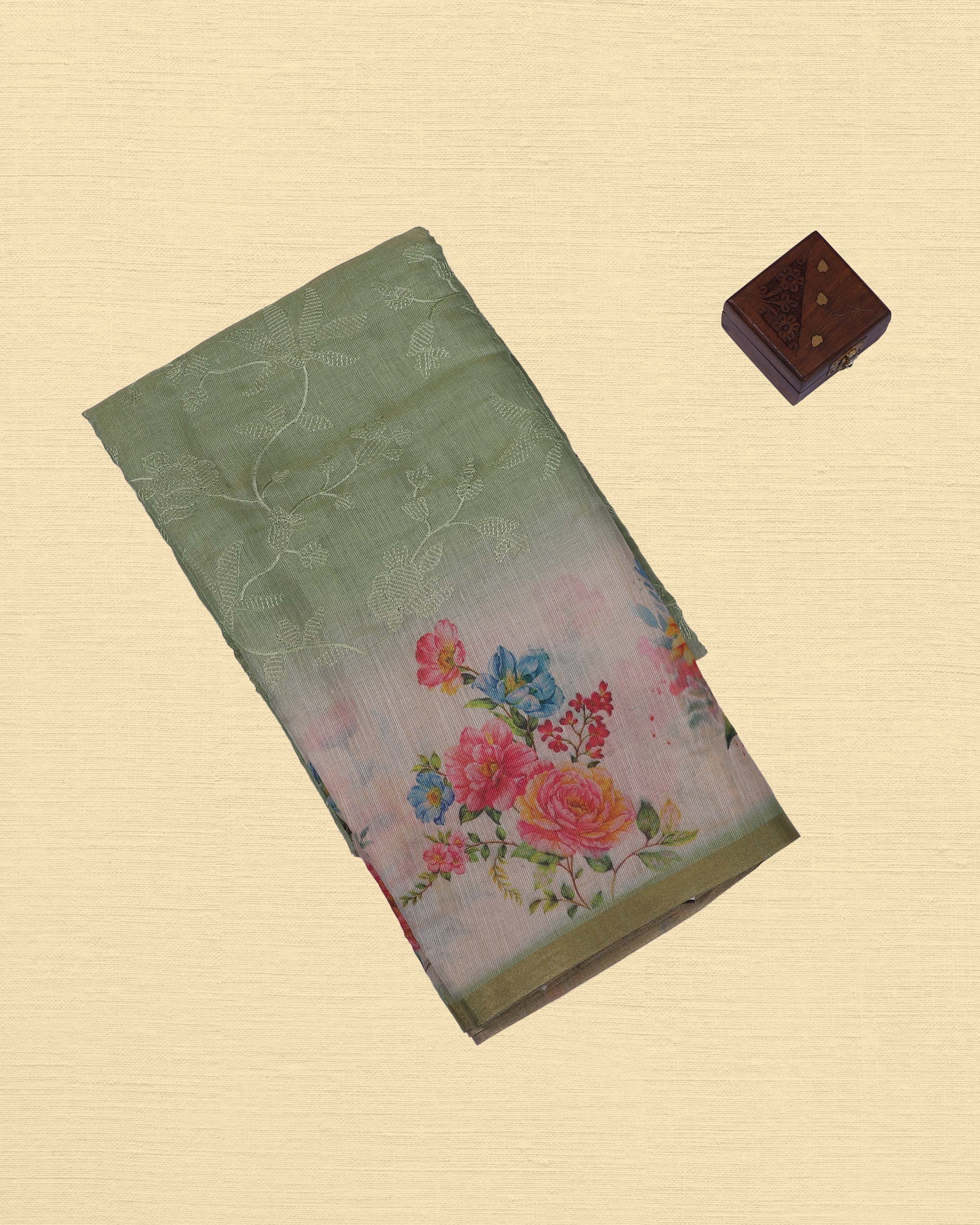 Tissue Embroidery Saree