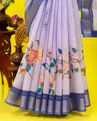 SC5782(3) - LINEN SAREE WITH FOIL WORK