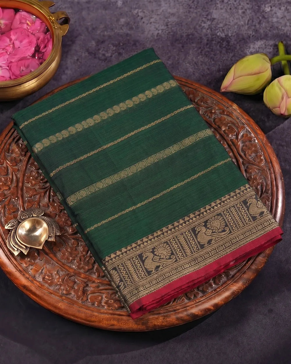 SC7532 - NARAYANPET STRIPED COTTON SAREE