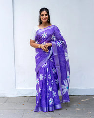 SC6183(1) - LINEN EMBROIDERY SAREE