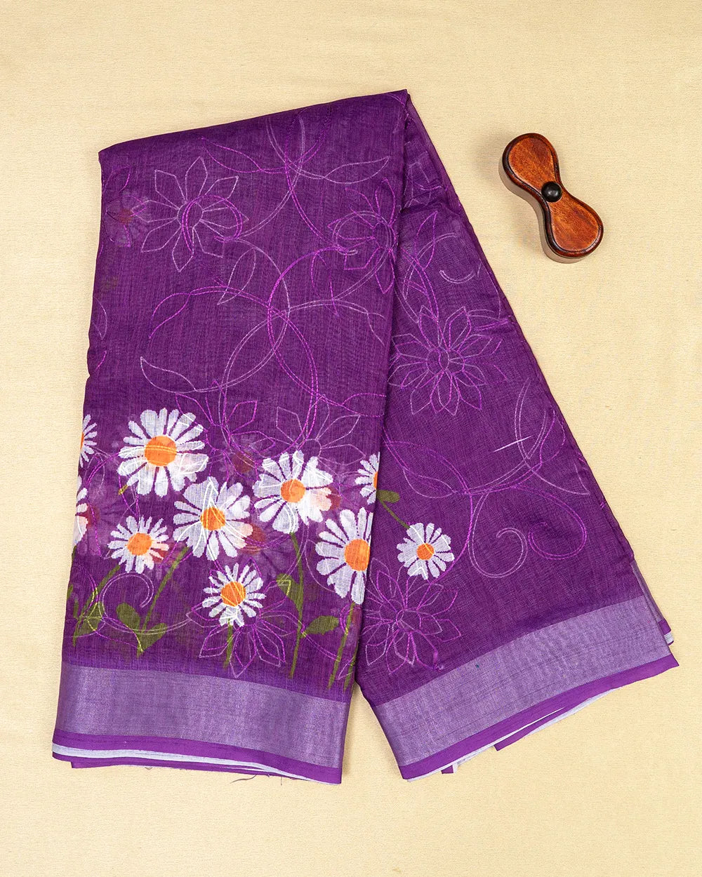 SC6183(4) - LINEN EMBROIDERY SAREE