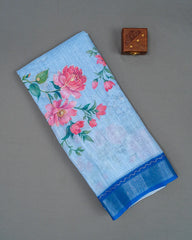 SC5782(2) - LINEN SAREE WITH FOIL WORK