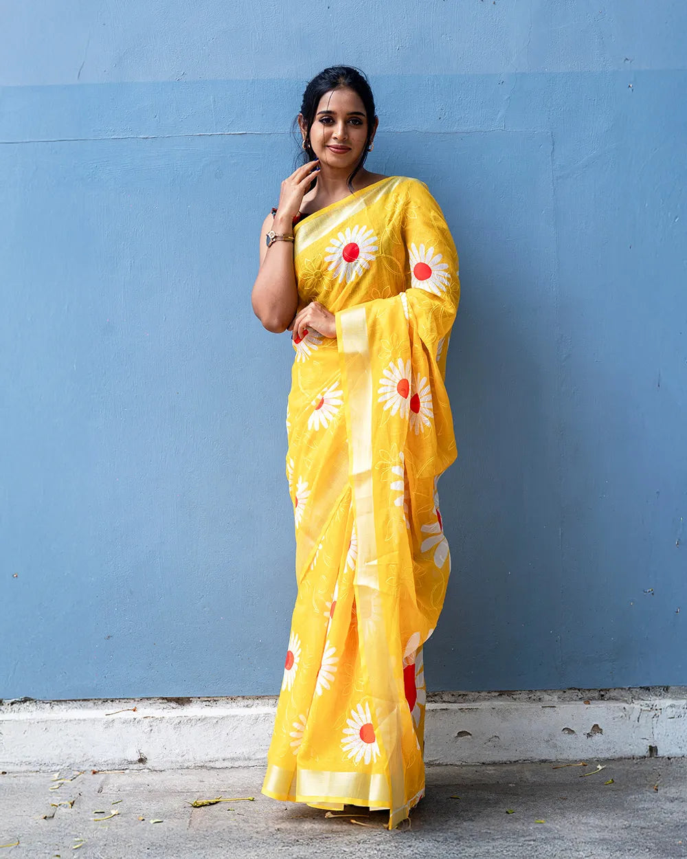 SC6183(2) - LINEN EMBROIDERY SAREE