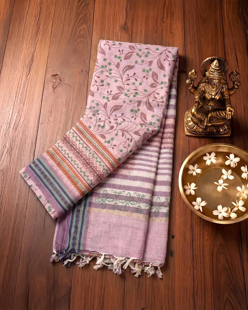 SC7424 - KHADI COTTON WITH FLORAL PATTERN SAREE