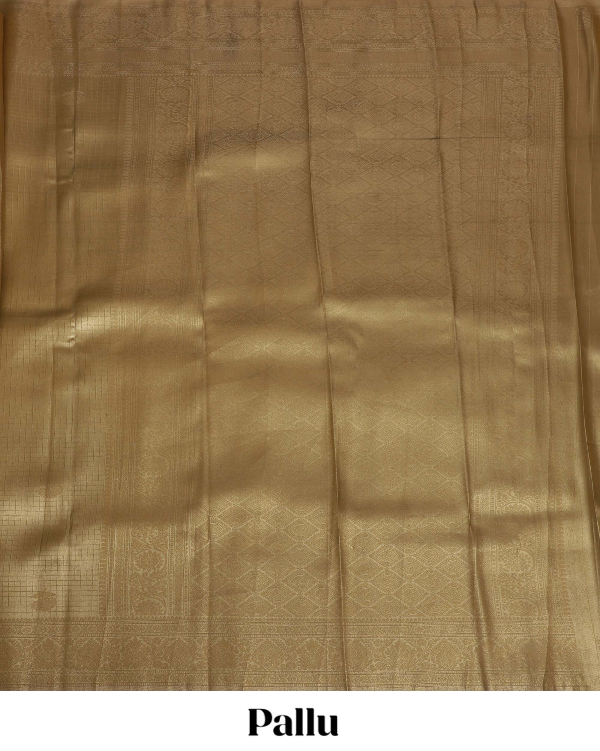 Tissue Saree With Checked Embose Small Buttas