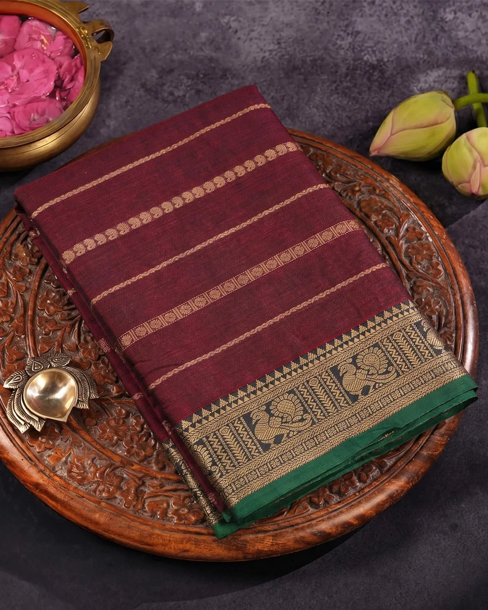 SC7532 - NARAYANPET STRIPED COTTON SAREE