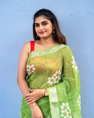 SC6183(3) - LINEN EMBROIDERY SAREE