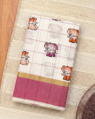 SC7497 - ELEPHANT PRINTED COTTON SAREE