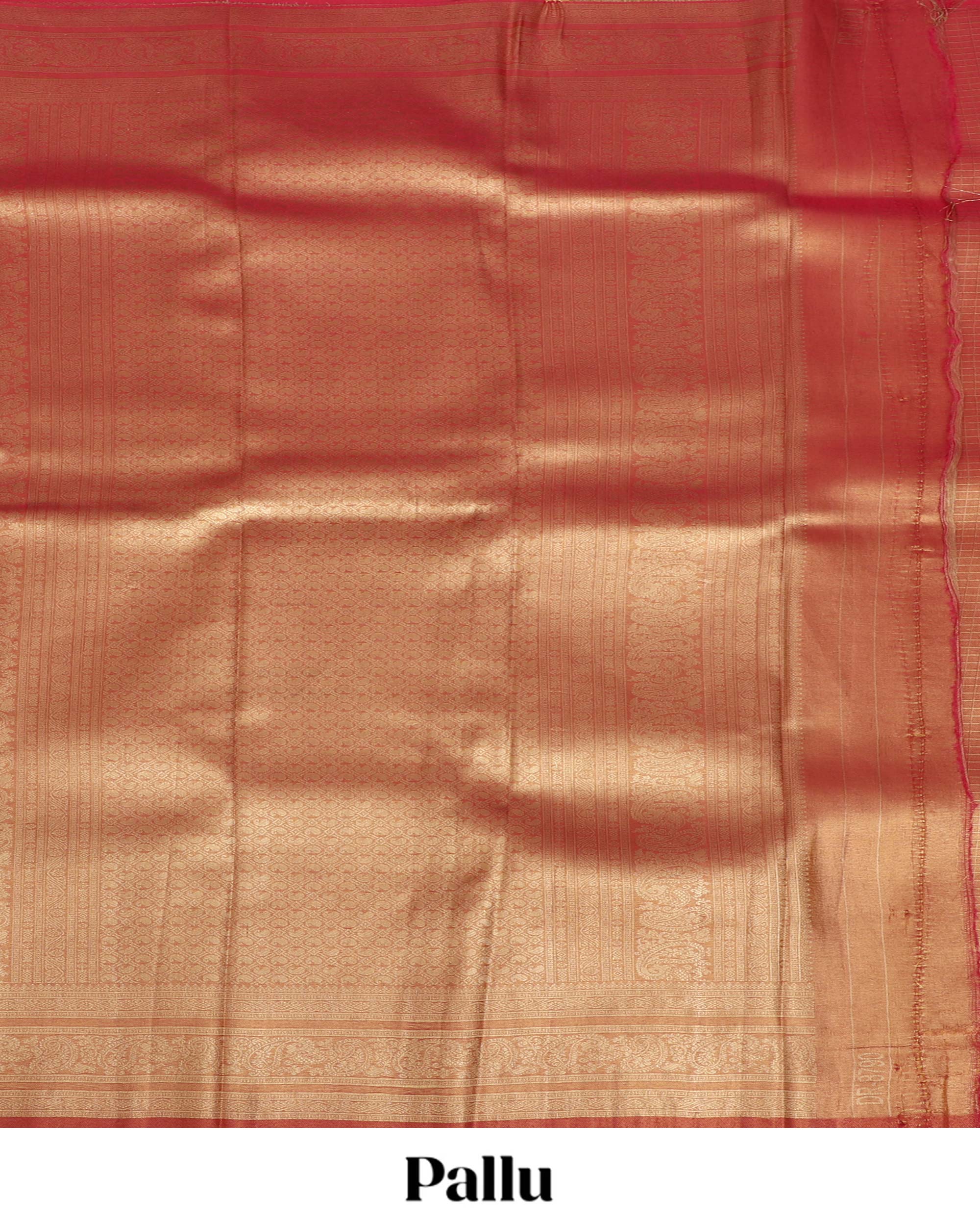 Tissue Saree With Checked Embose Small Buttas