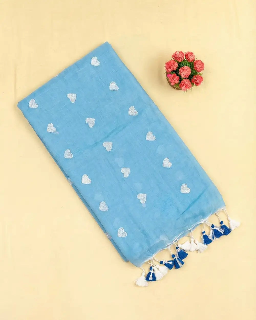 SC8982 - MUL MUL LOVE EMBROIDERY COTTON SAREE
