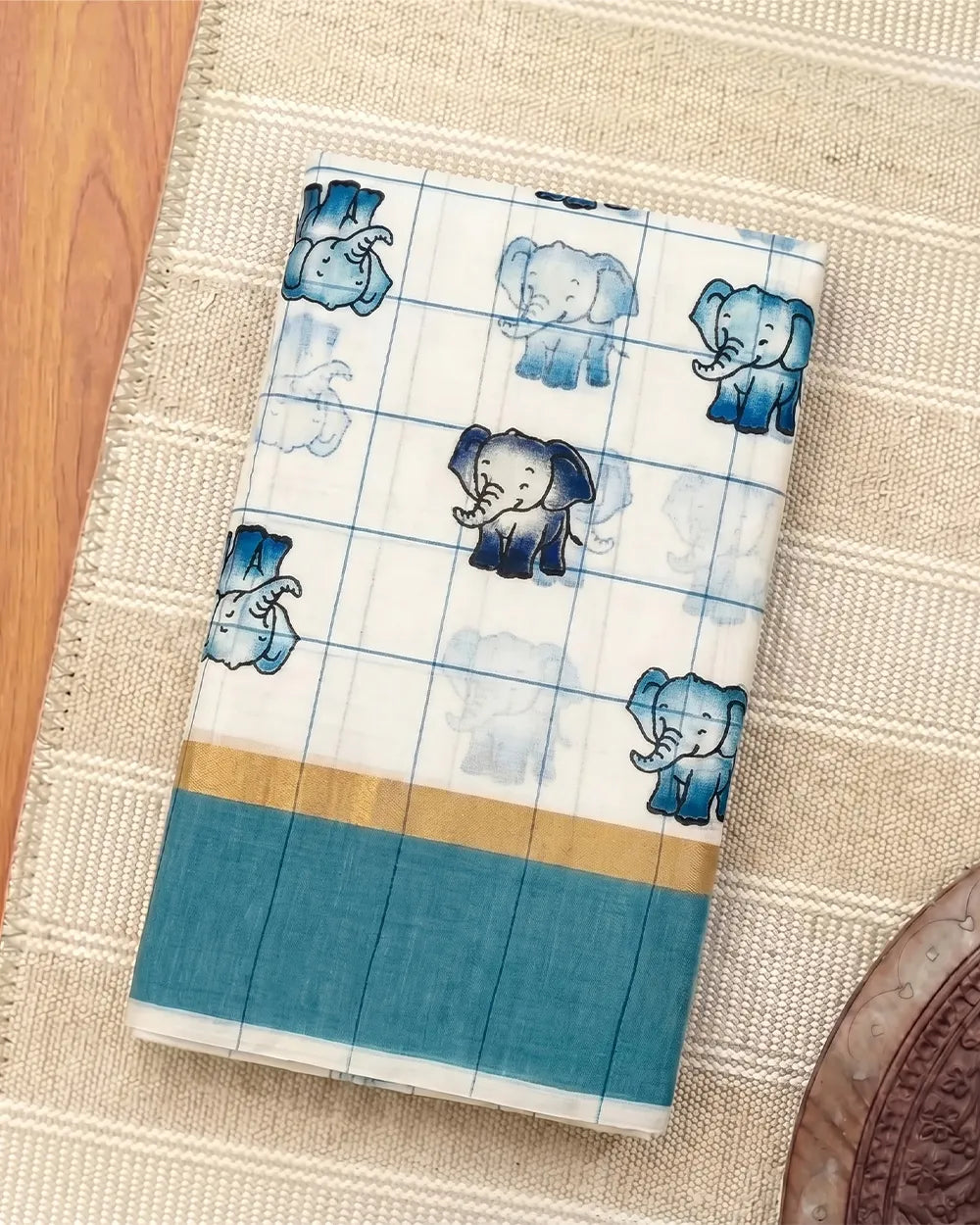 SC7497 - ELEPHANT PRINTED COTTON SAREE
