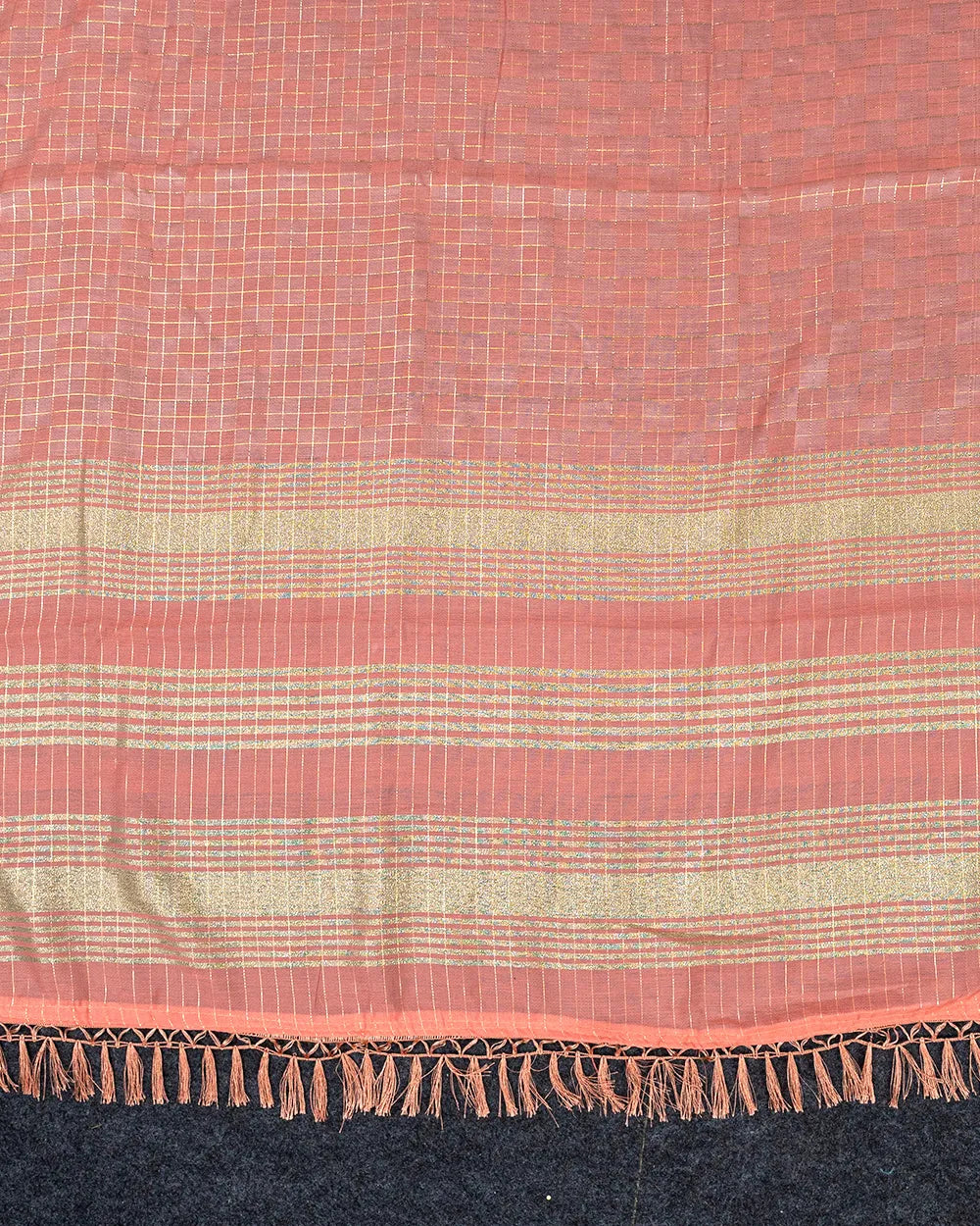 SC6168 - LINEN SAREE ZARKI CHECKED