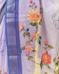 SC5782(3) - LINEN SAREE WITH FOIL WORK