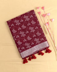 SC8804 - JUTE COTTON FLORAL PRINTED SAREE