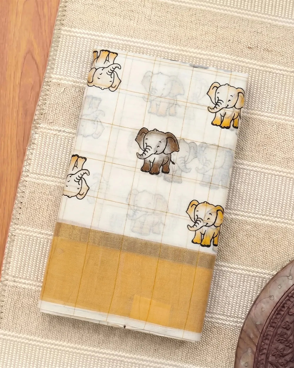 SC7497 - ELEPHANT PRINTED COTTON SAREE