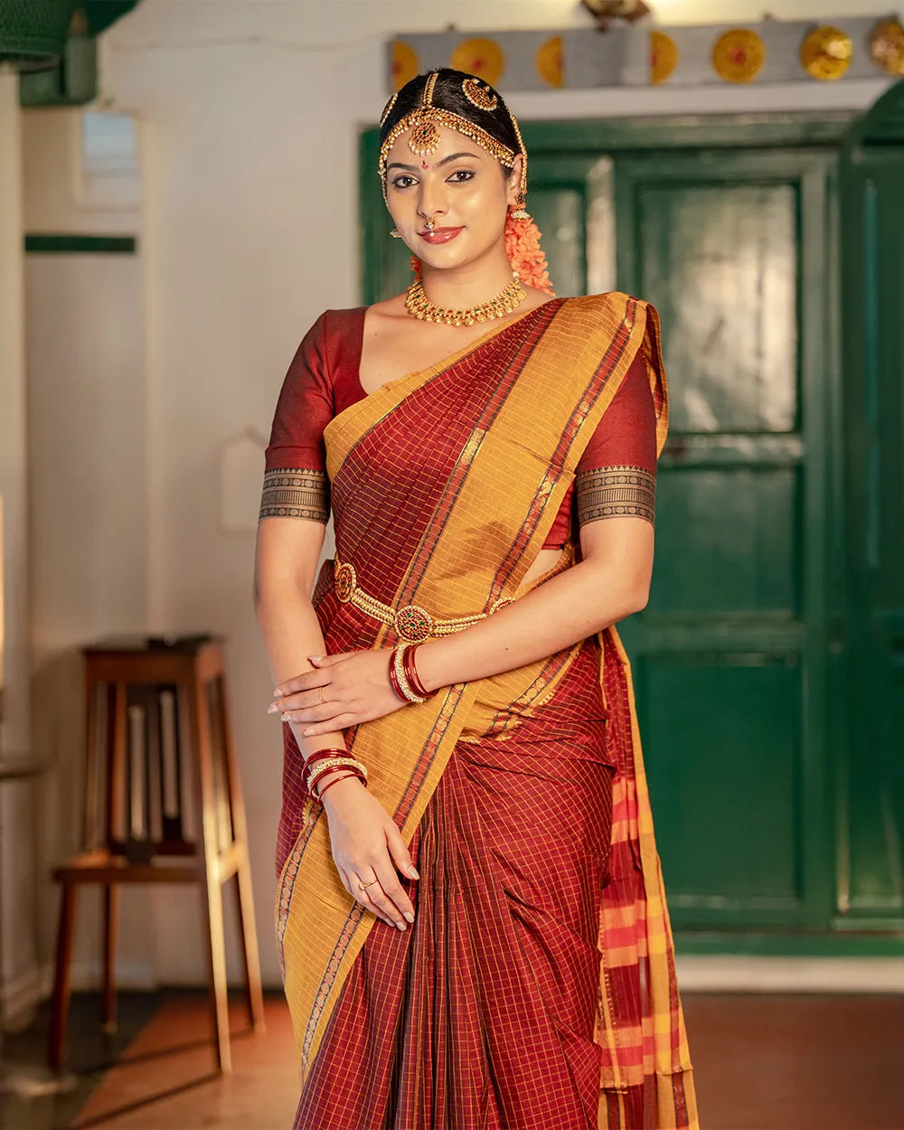 SC7533 - NARAYANPET CHECKED COTTON SAREE