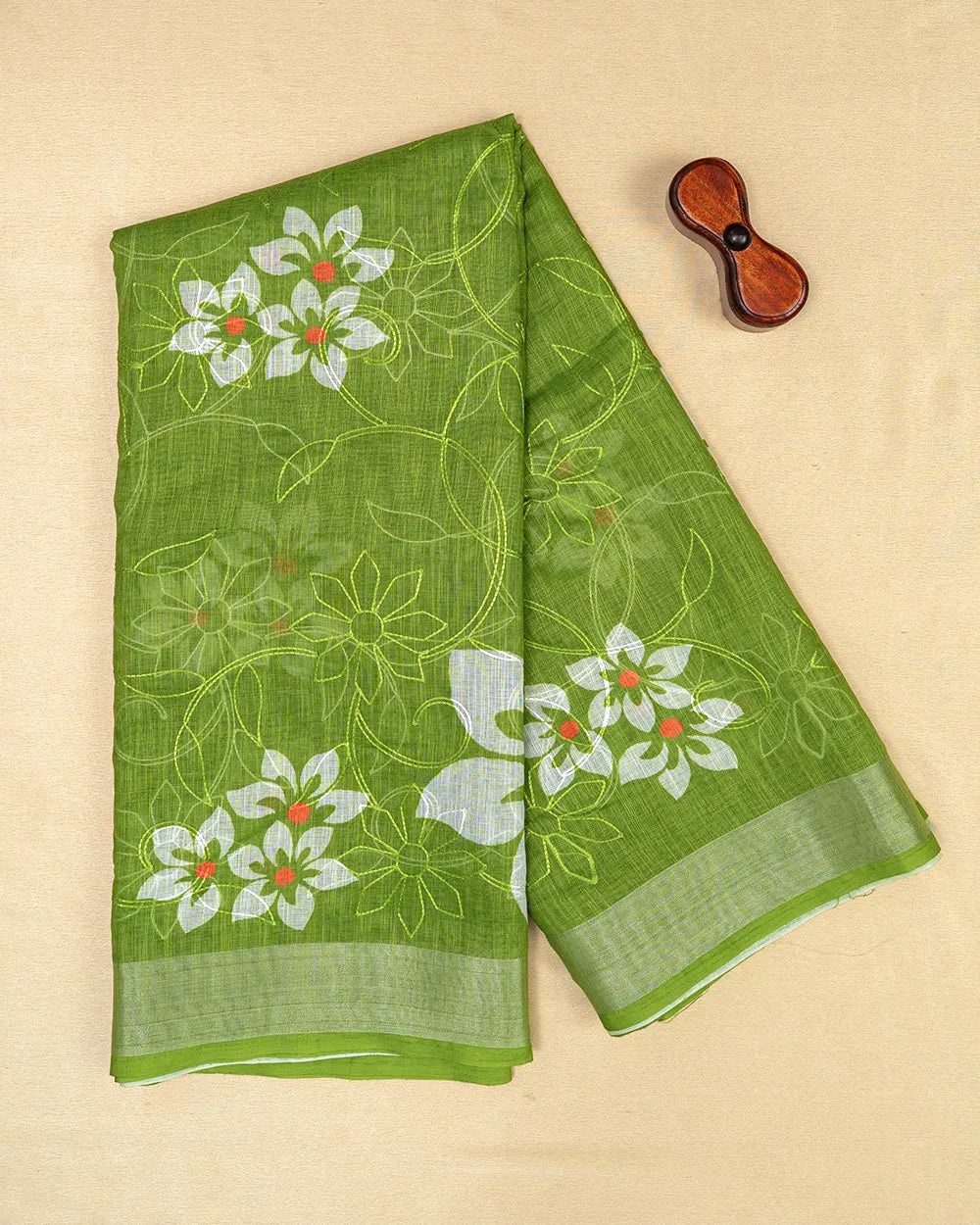 SC6183(3) - LINEN EMBROIDERY SAREE
