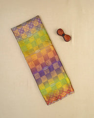 SC6624 - SATIN MULTI STONE ZARI CHECKED SAREE
