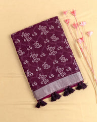SC8804 - JUTE COTTON FLORAL PRINTED SAREE