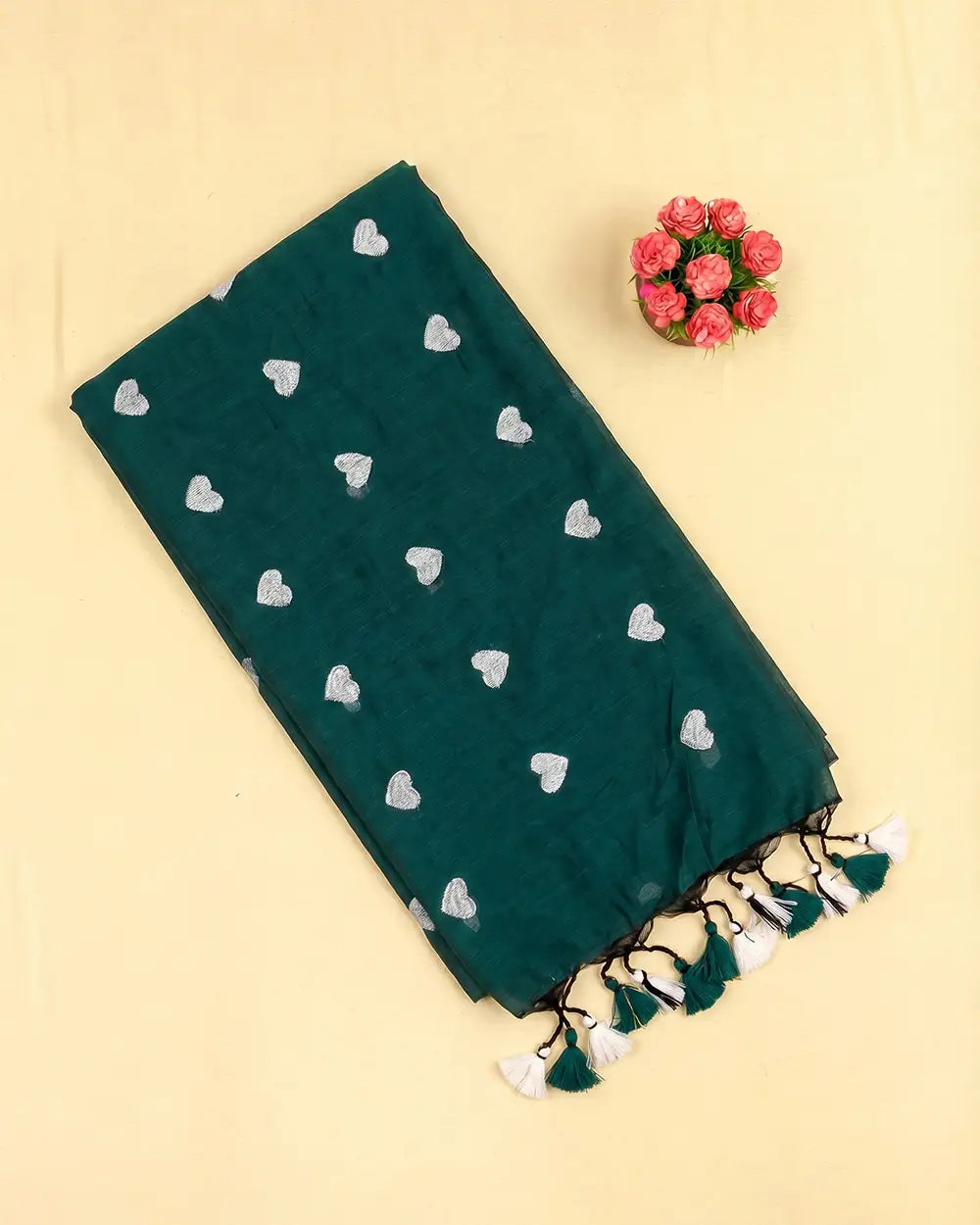 SC8982 - MUL MUL LOVE EMBROIDERY COTTON SAREE