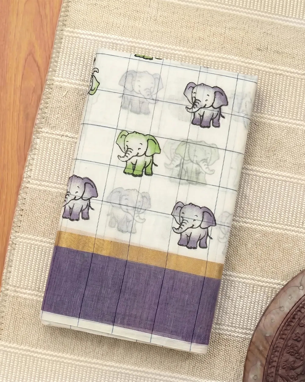 SC7497 - ELEPHANT PRINTED COTTON SAREE