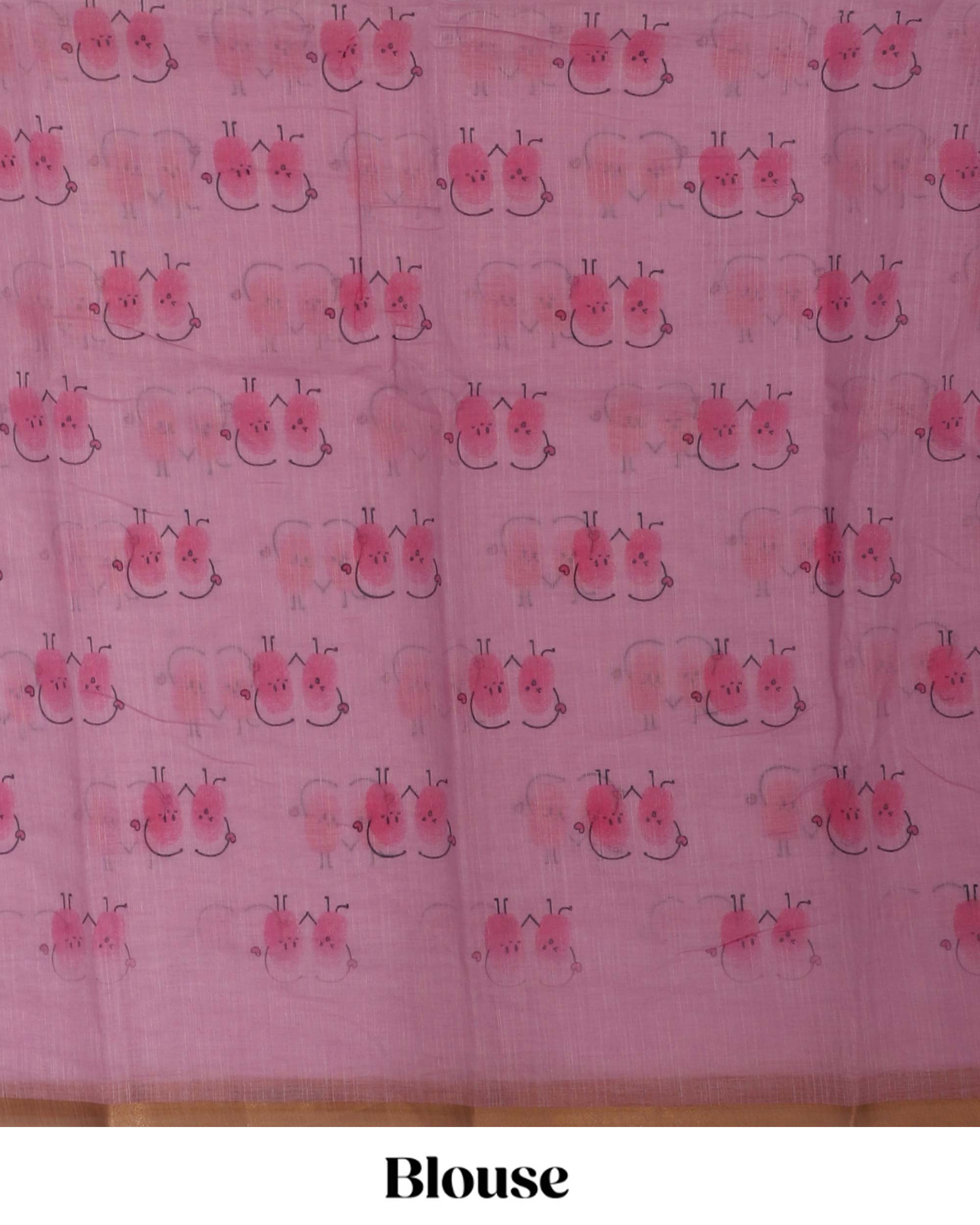 Cotton Saree with Fingerprint Print and Contrast Blouse