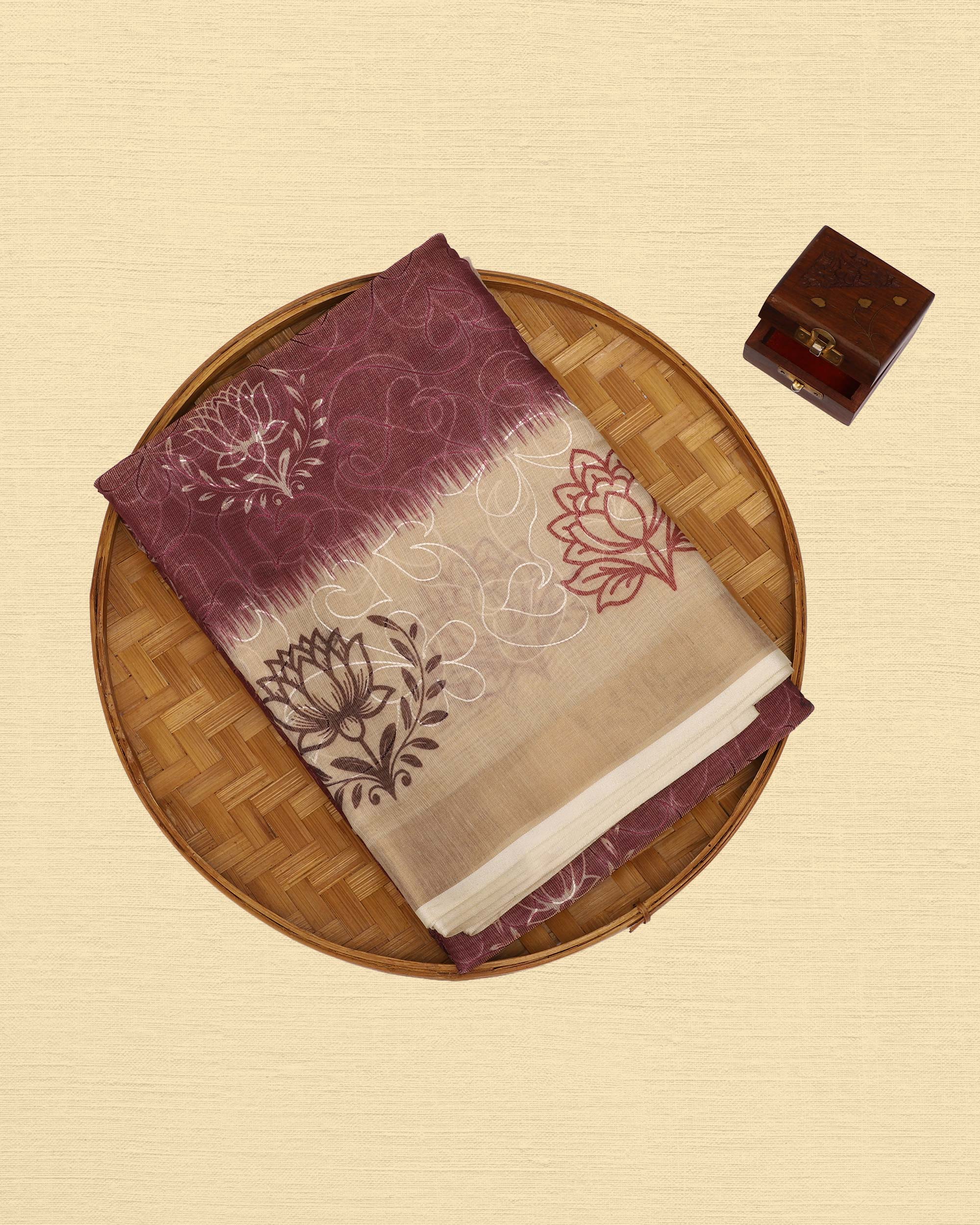 Tissue Embroidery Saree