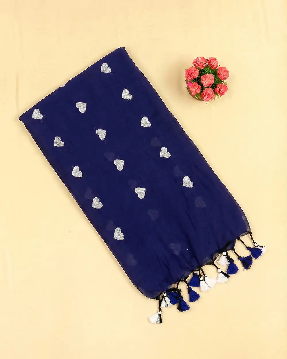SC8982 - MUL MUL LOVE EMBROIDERY COTTON SAREE