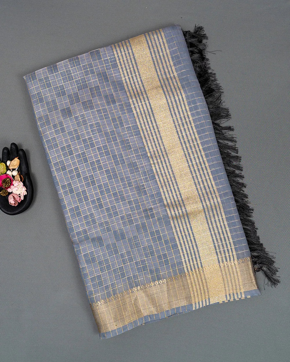 SC6168 - LINEN SAREE ZARKI CHECKED