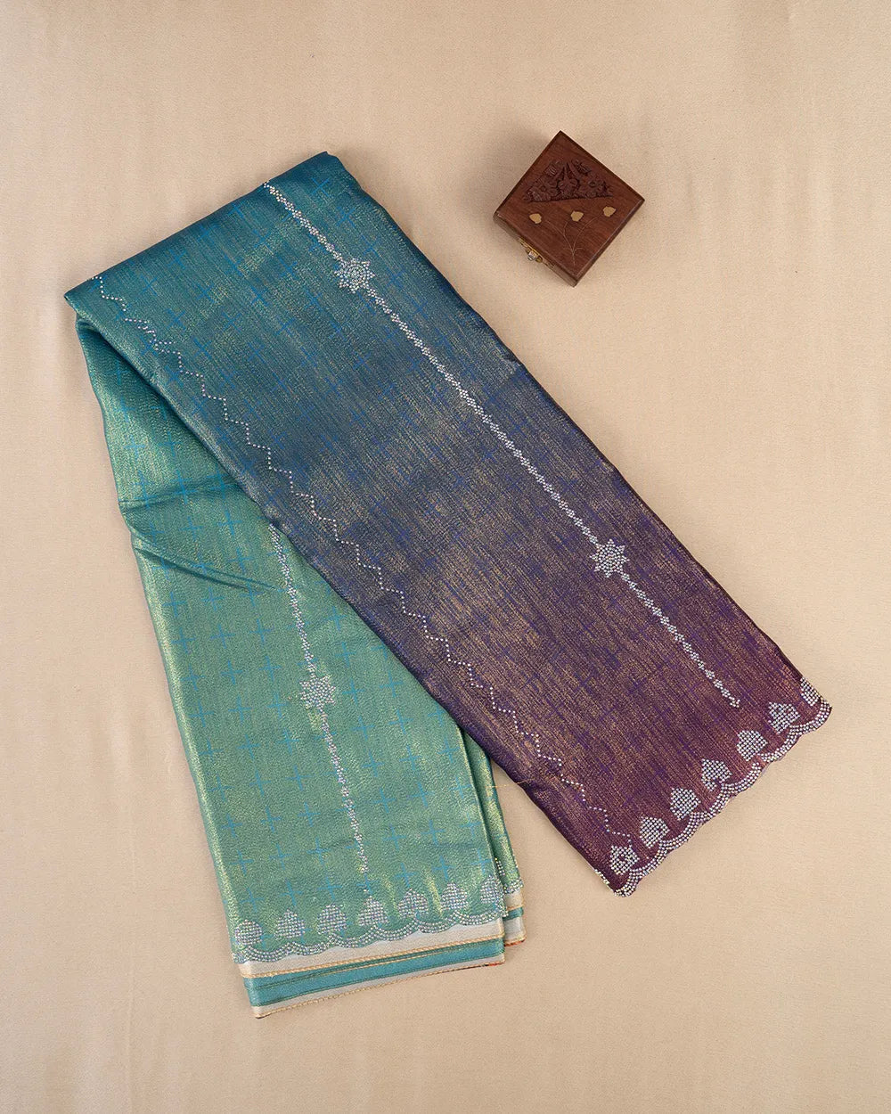 SC6621 - SATIN MULTI STONE SAREE