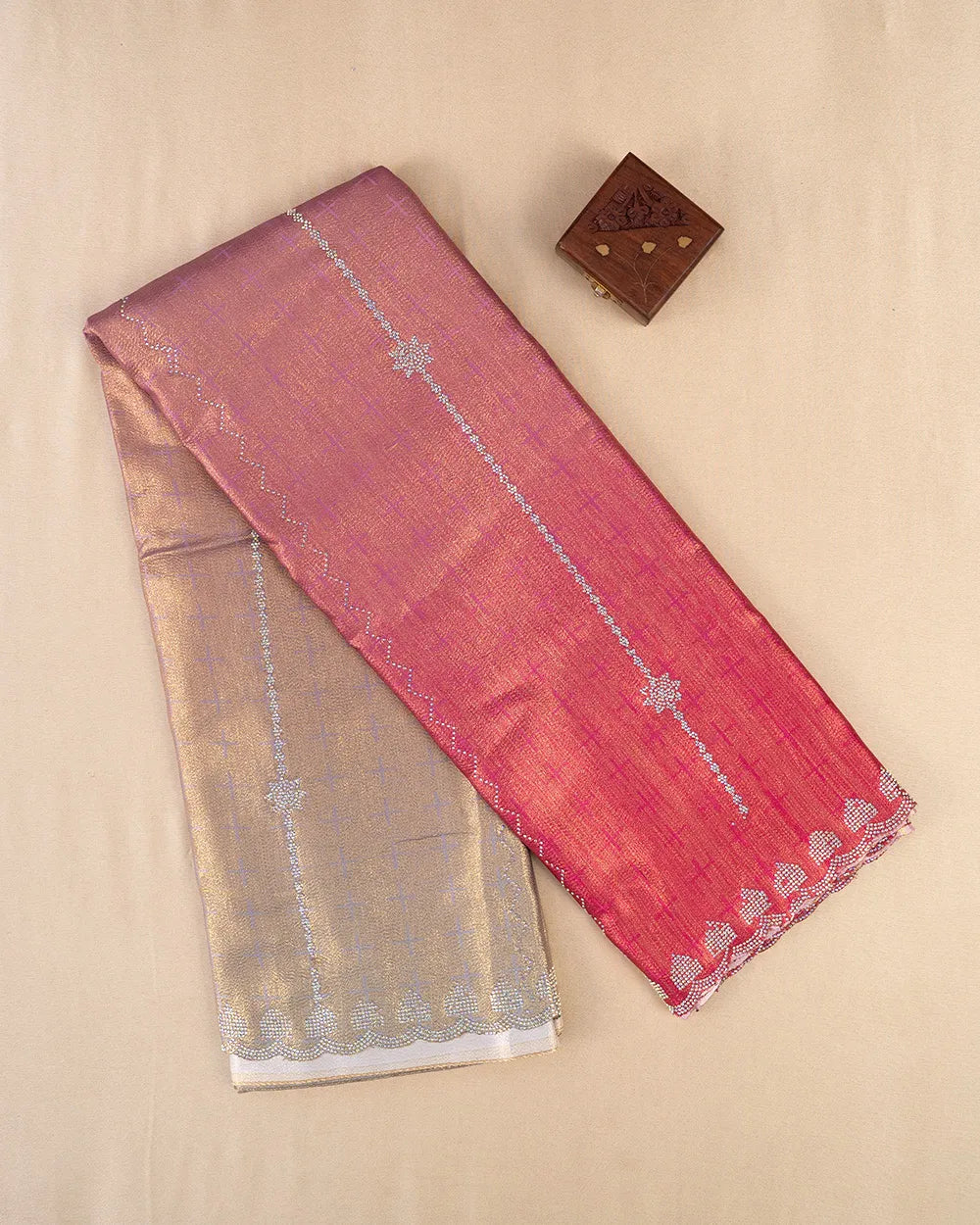 SC6621 - SATIN MULTI STONE SAREE