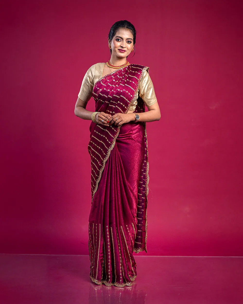 SC6327 - FENDY SAREE WITH SEQUENCE WORK