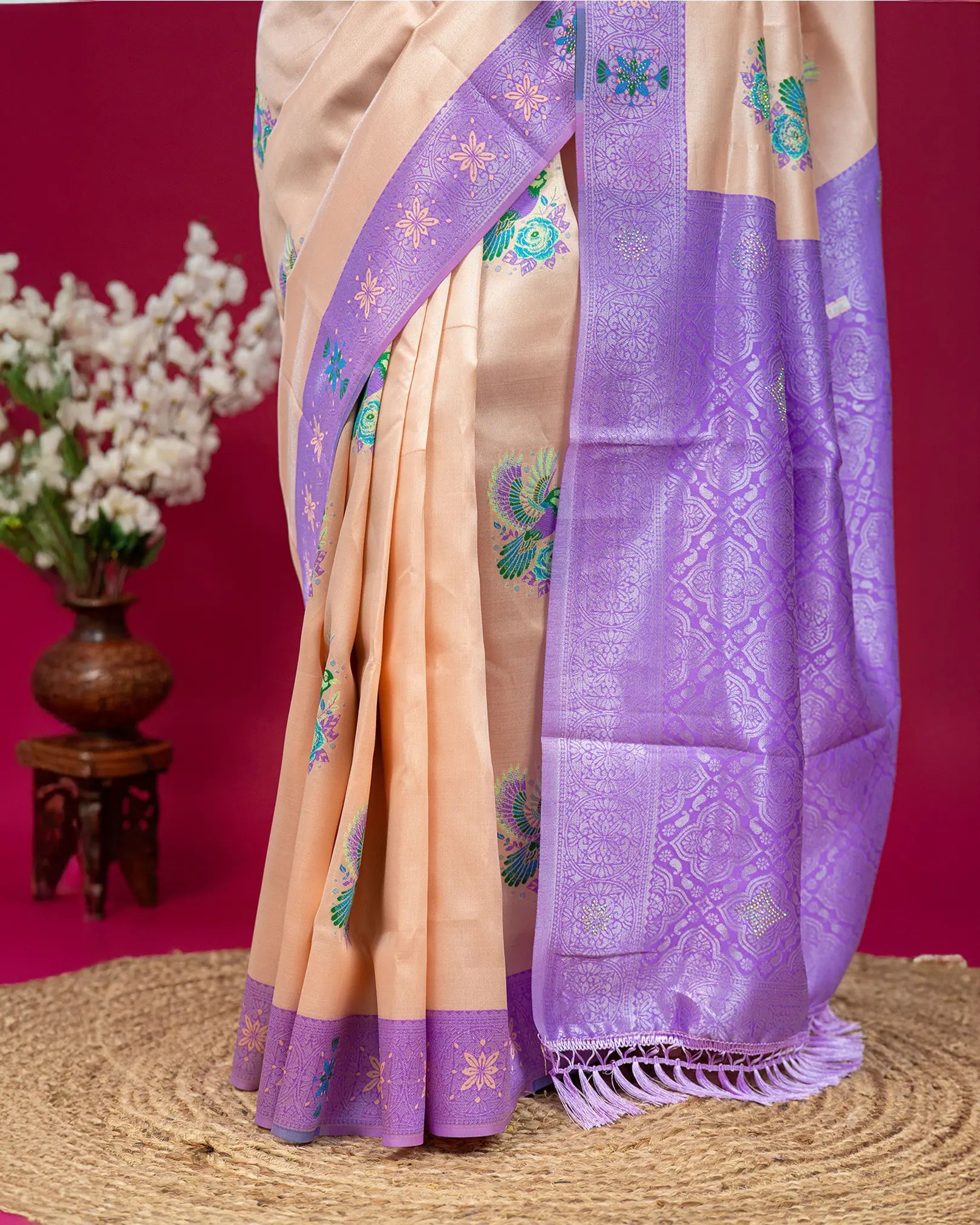 SC4879 - Tissue saree with multi colour stone