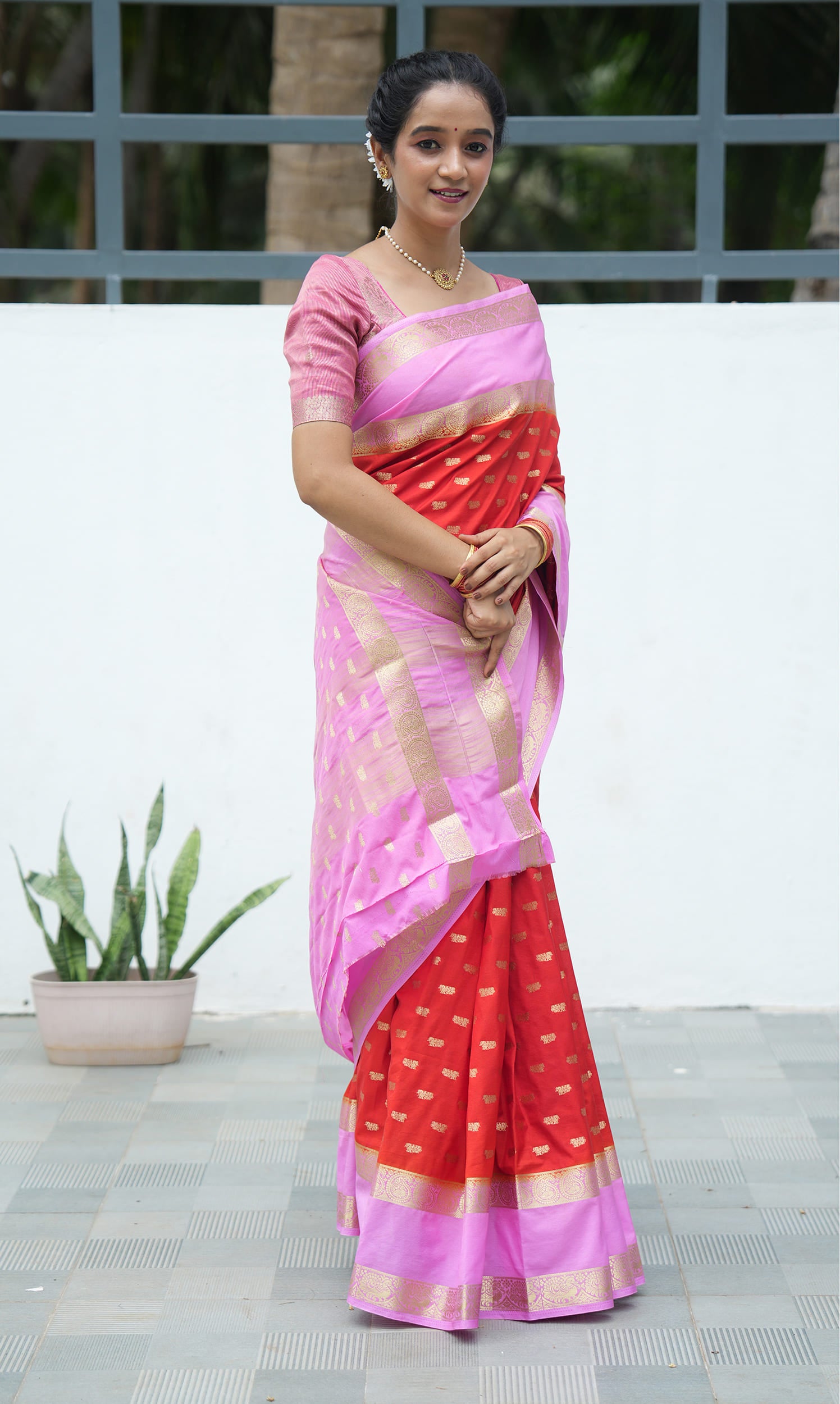 Mysore Silk Saree With Contrast Pallu And Contrast Blouse