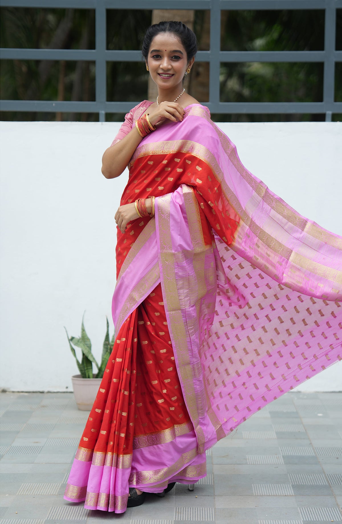 Mysore Silk Saree With Contrast Pallu And Contrast Blouse